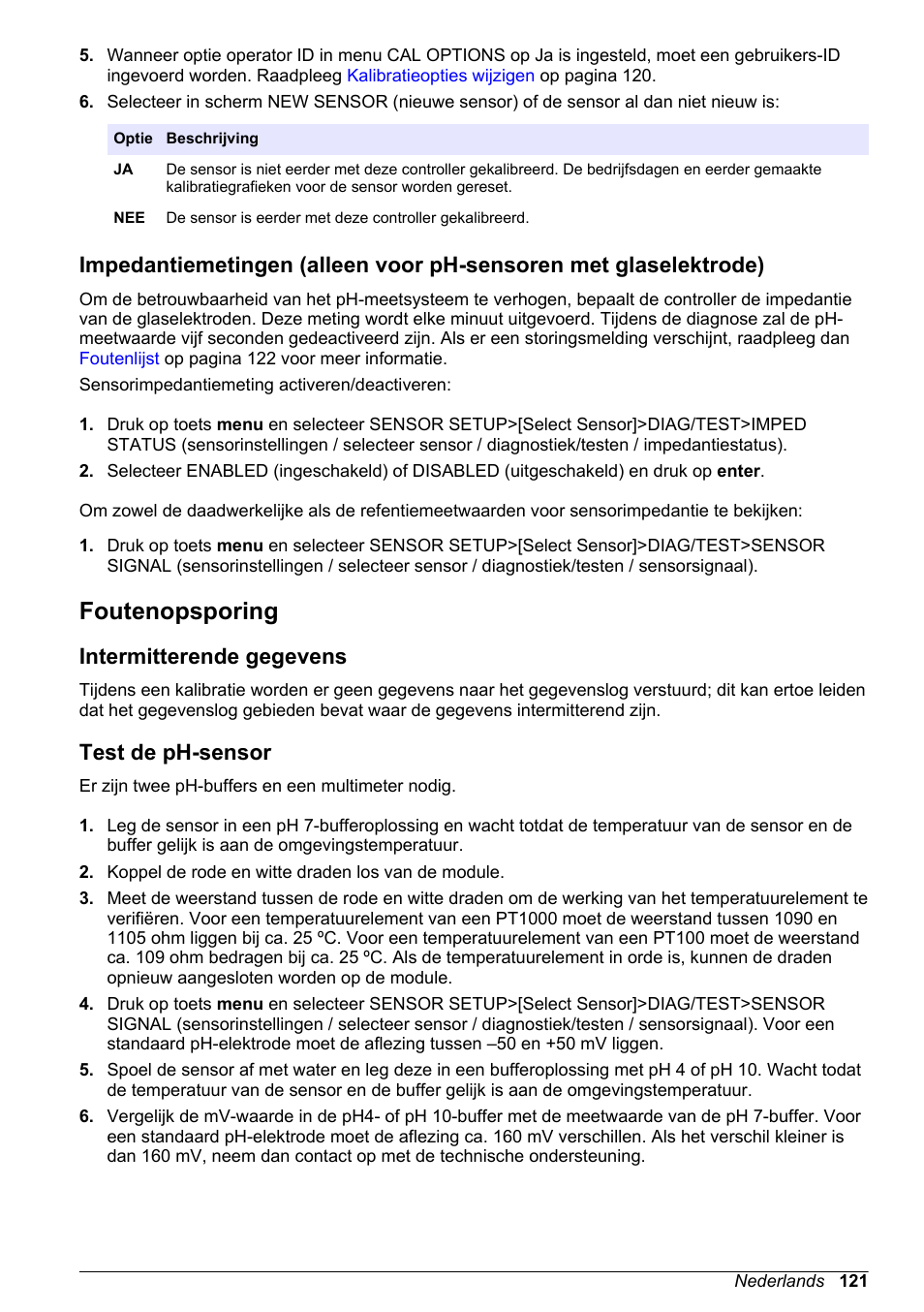 Foutenopsporing, Intermitterende gegevens, Test de ph-sensor | Hach-Lange POLYMETRON 9500 Ultrapure pH_ORP Module User Manual User Manual | Page 121 / 174
