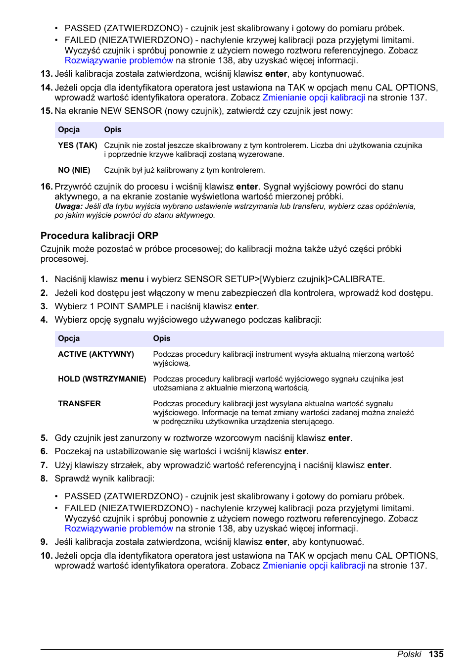Procedura kalibracji orp | Hach-Lange POLYMETRON 9500 Ultrapure pH_ORP Module User Manual User Manual | Page 135 / 174