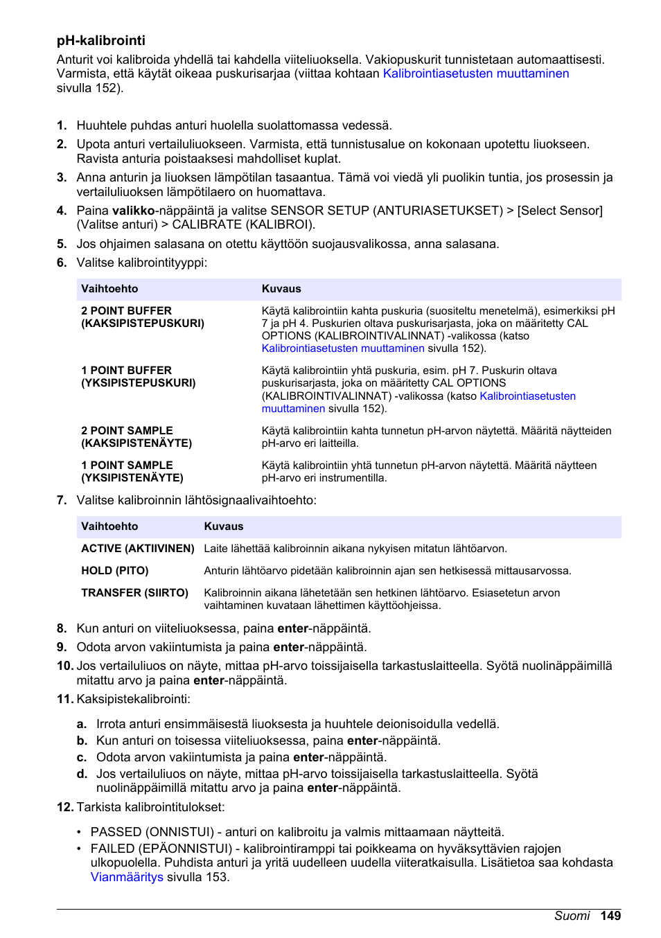 Ph-kalibrointi | Hach-Lange POLYMETRON 9500 Ultrapure pH_ORP Module User Manual User Manual | Page 149 / 174