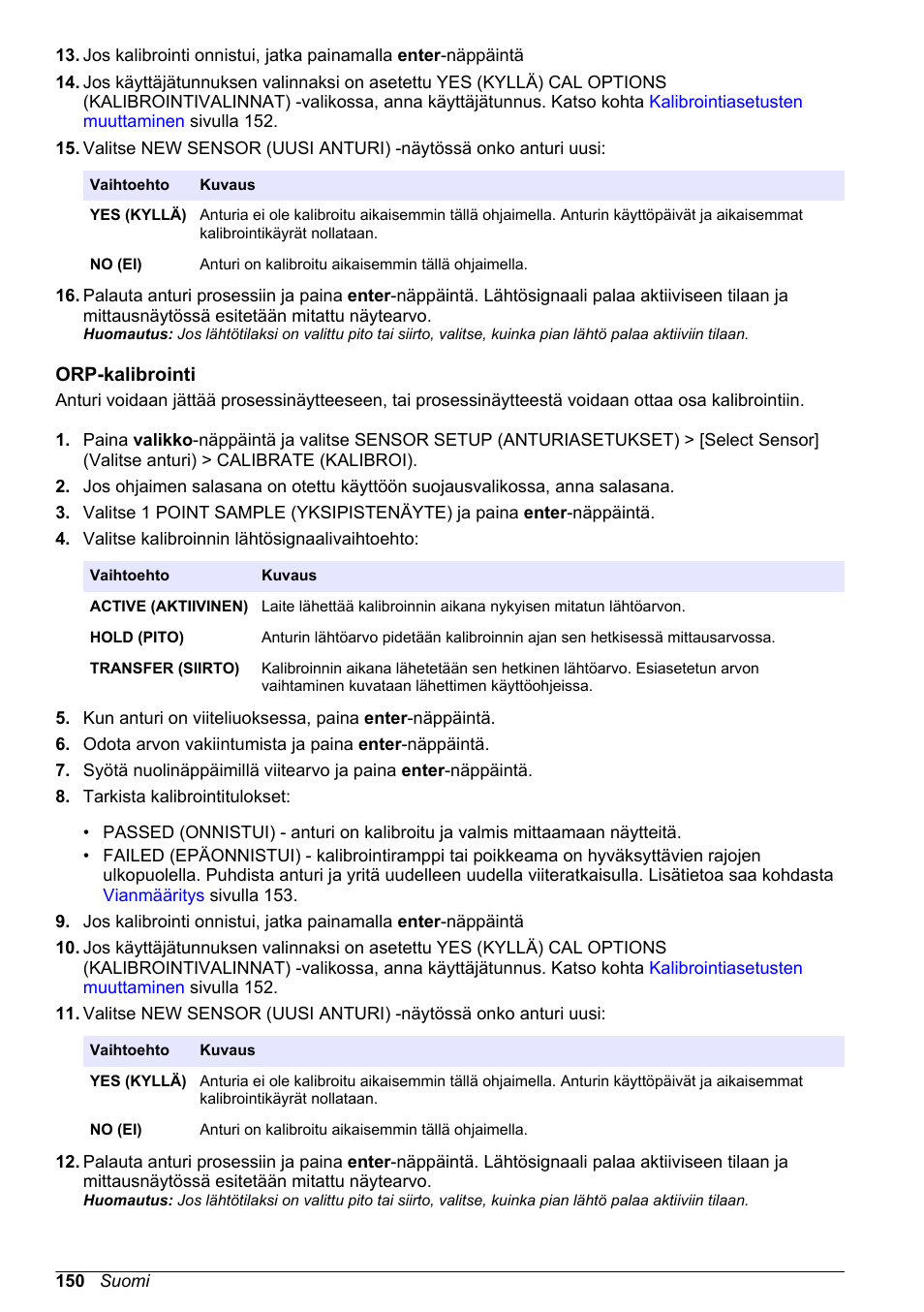 Orp-kalibrointi | Hach-Lange POLYMETRON 9500 Ultrapure pH_ORP Module User Manual User Manual | Page 150 / 174