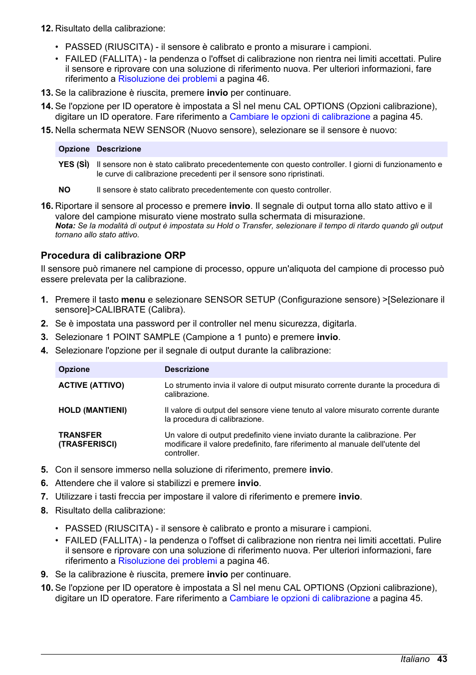 Procedura di calibrazione orp | Hach-Lange POLYMETRON 9500 Ultrapure pH_ORP Module User Manual User Manual | Page 43 / 174