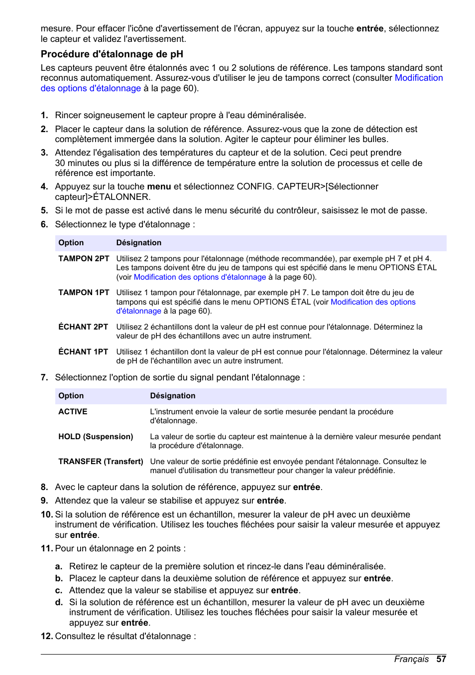 Procédure d'étalonnage de ph | Hach-Lange POLYMETRON 9500 Ultrapure pH_ORP Module User Manual User Manual | Page 57 / 174