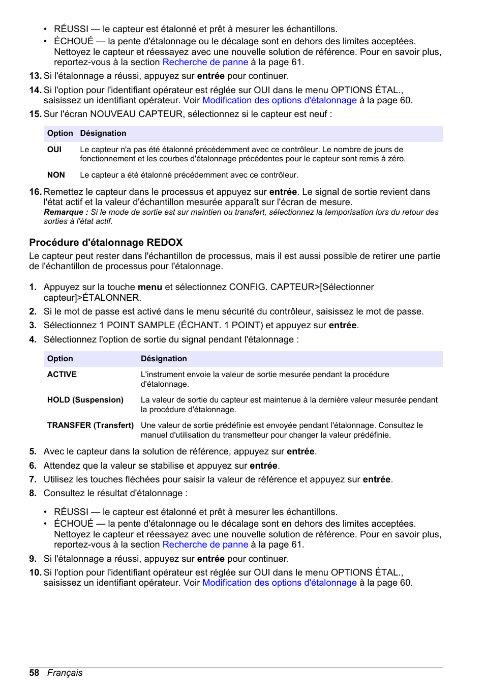 Procédure d'étalonnage redox | Hach-Lange POLYMETRON 9500 Ultrapure pH_ORP Module User Manual User Manual | Page 58 / 174