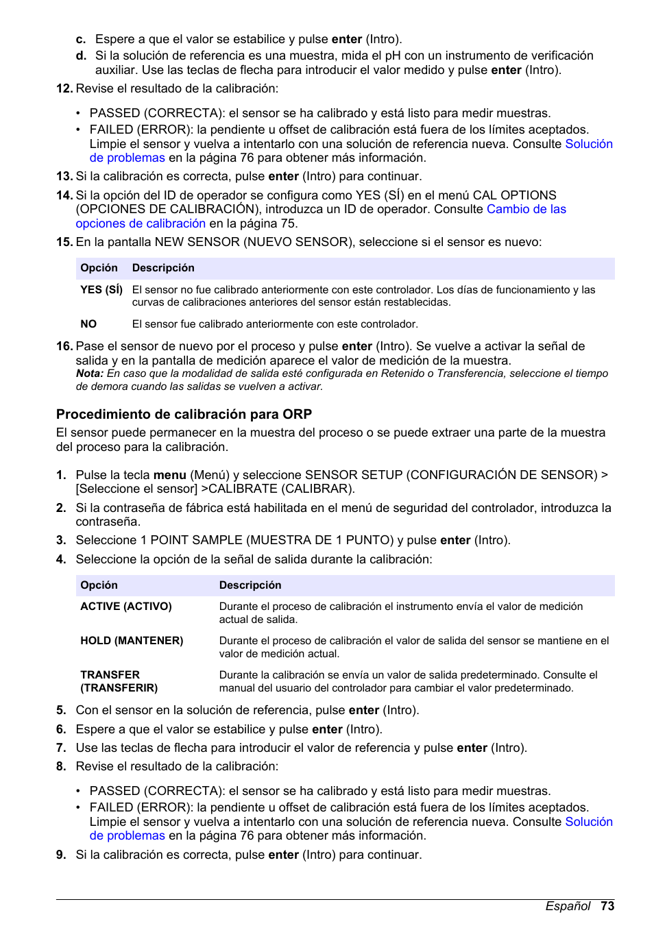 Procedimiento de calibración para orp | Hach-Lange POLYMETRON 9500 Ultrapure pH_ORP Module User Manual User Manual | Page 73 / 174