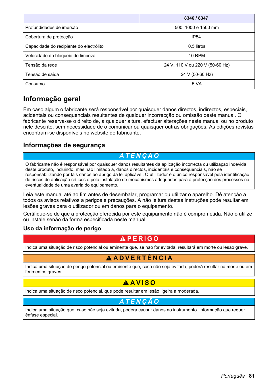 Informação geral, Informações de segurança, Uso da informação de perigo | Hach-Lange POLYMETRON 9500 Ultrapure pH_ORP Module User Manual User Manual | Page 81 / 174