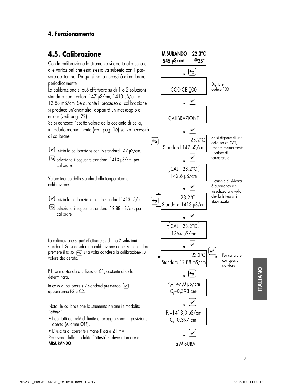 Calibrazione, Funzionamento it aliano | Hach-Lange SI628 C User Manual | Page 117 / 127