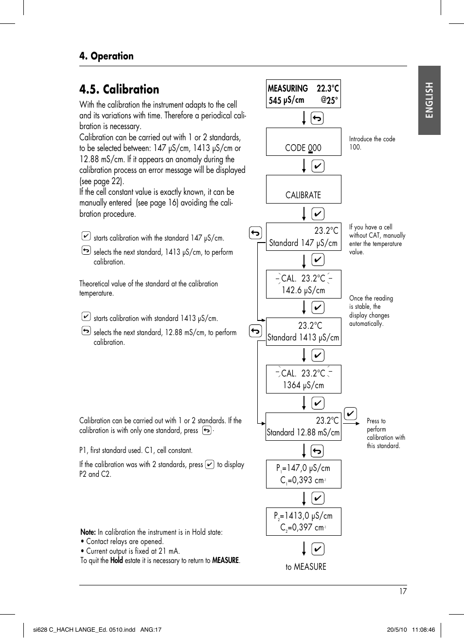 Calibration, Operation english | Hach-Lange SI628 C User Manual | Page 21 / 127