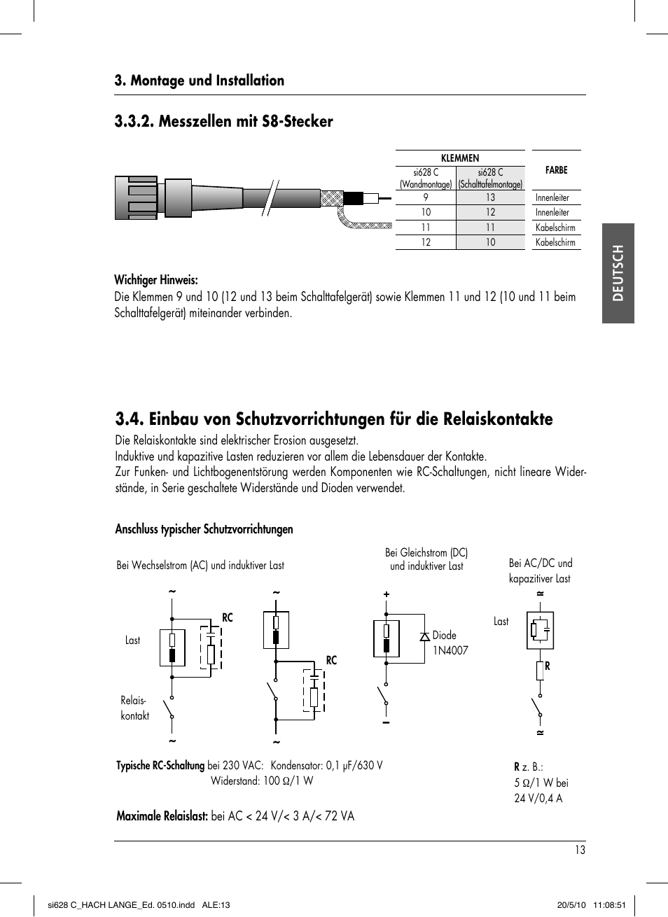 Messzellen mit s8-stecker, Montage und installation deutsch | Hach-Lange SI628 C User Manual | Page 41 / 127