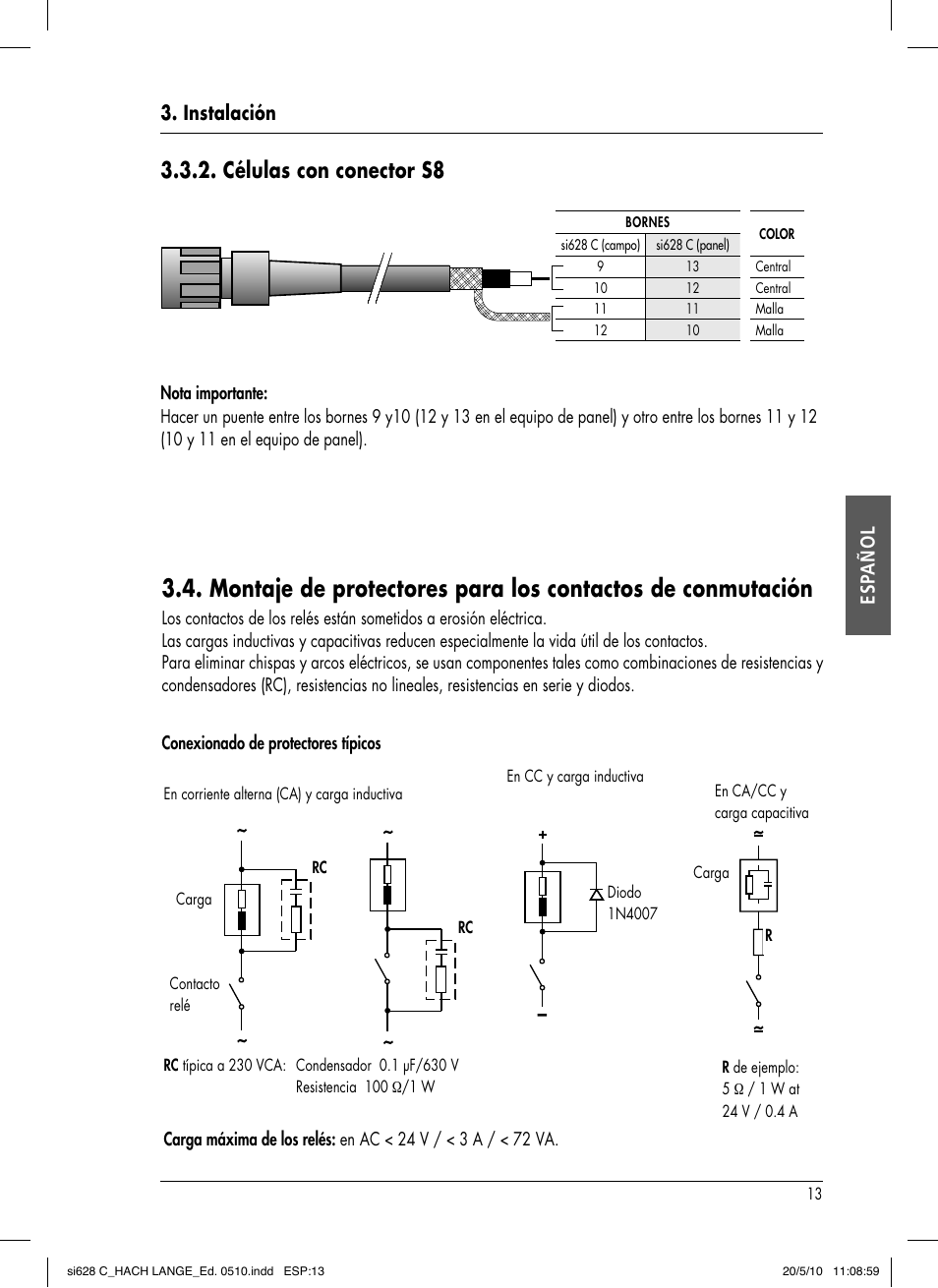 Células con conector s8, Instalación esp añol | Hach-Lange SI628 C User Manual | Page 65 / 127