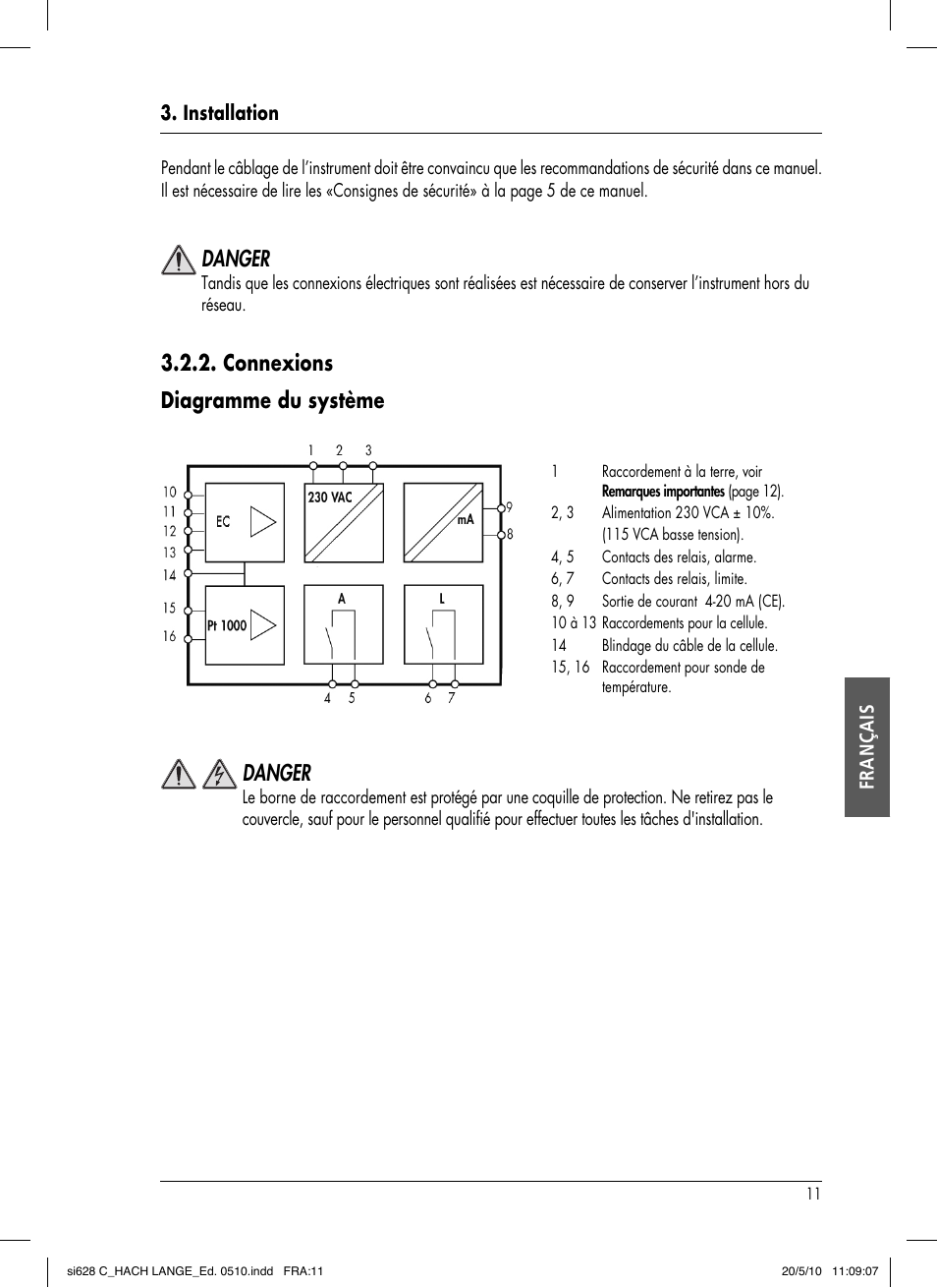 Connexions diagramme du système, Danger | Hach-Lange SI628 C User Manual | Page 87 / 127