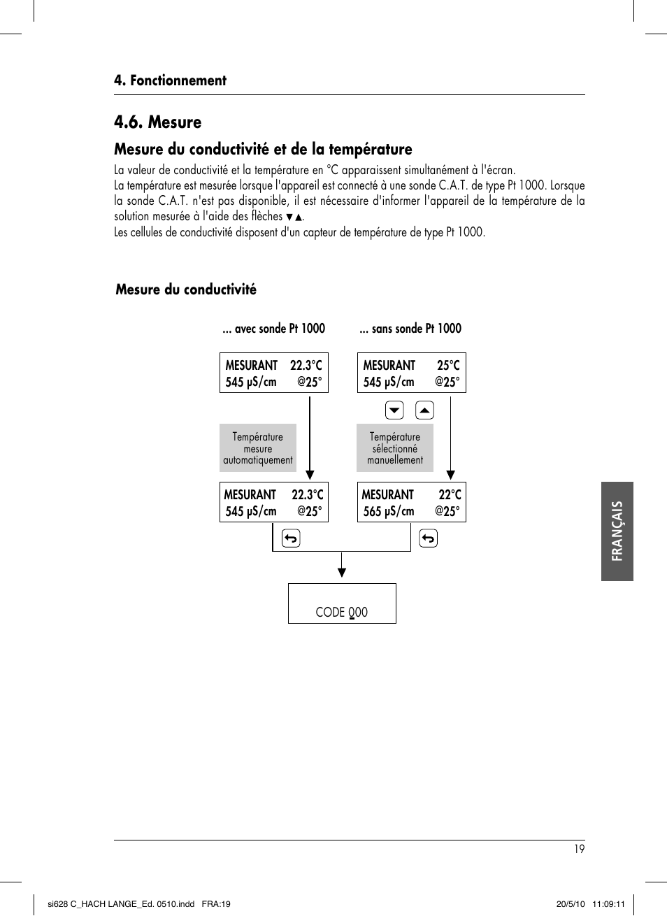 Mesure, Mesure du conductivité et de la température | Hach-Lange SI628 C User Manual | Page 95 / 127