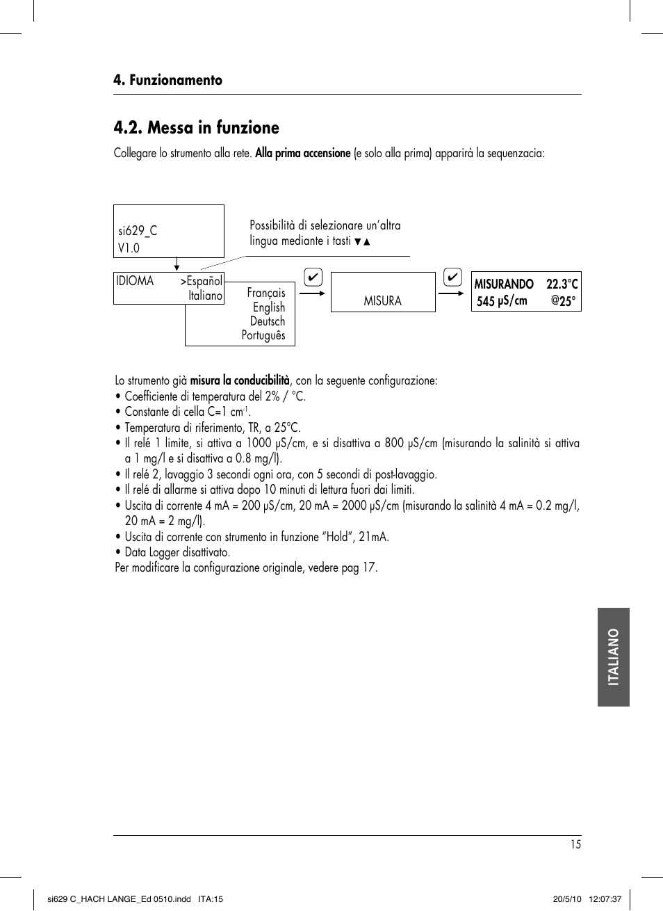 Messa in funzione | Hach-Lange SI629 C User Manual | Page 139 / 157