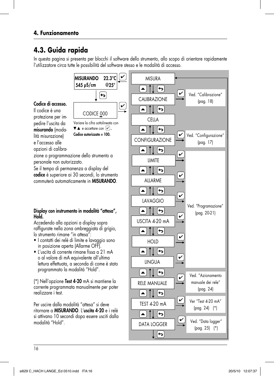 Guida rapida, Funzionamento | Hach-Lange SI629 C User Manual | Page 140 / 157