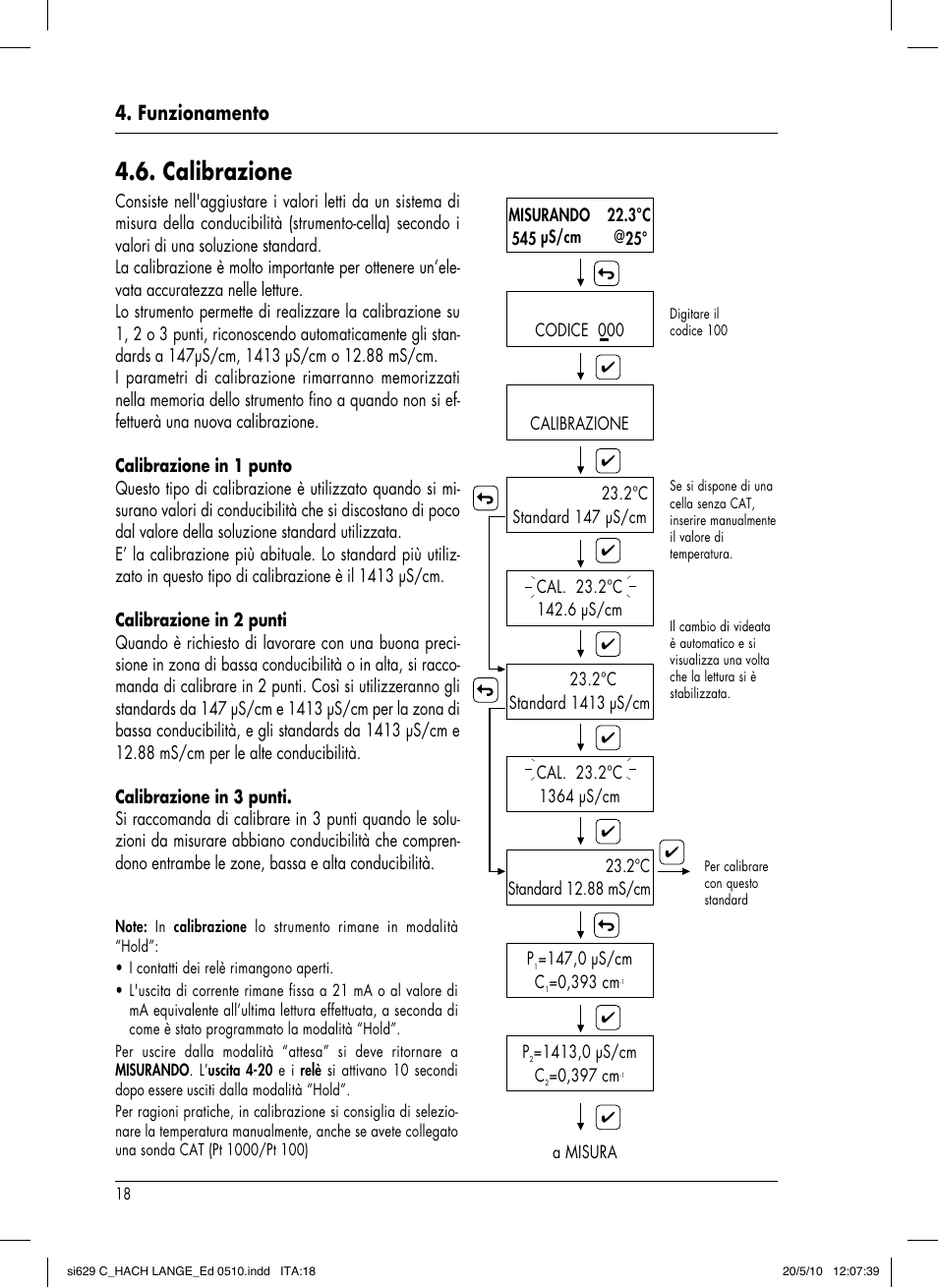 Calibrazione, Funzionamento | Hach-Lange SI629 C User Manual | Page 142 / 157