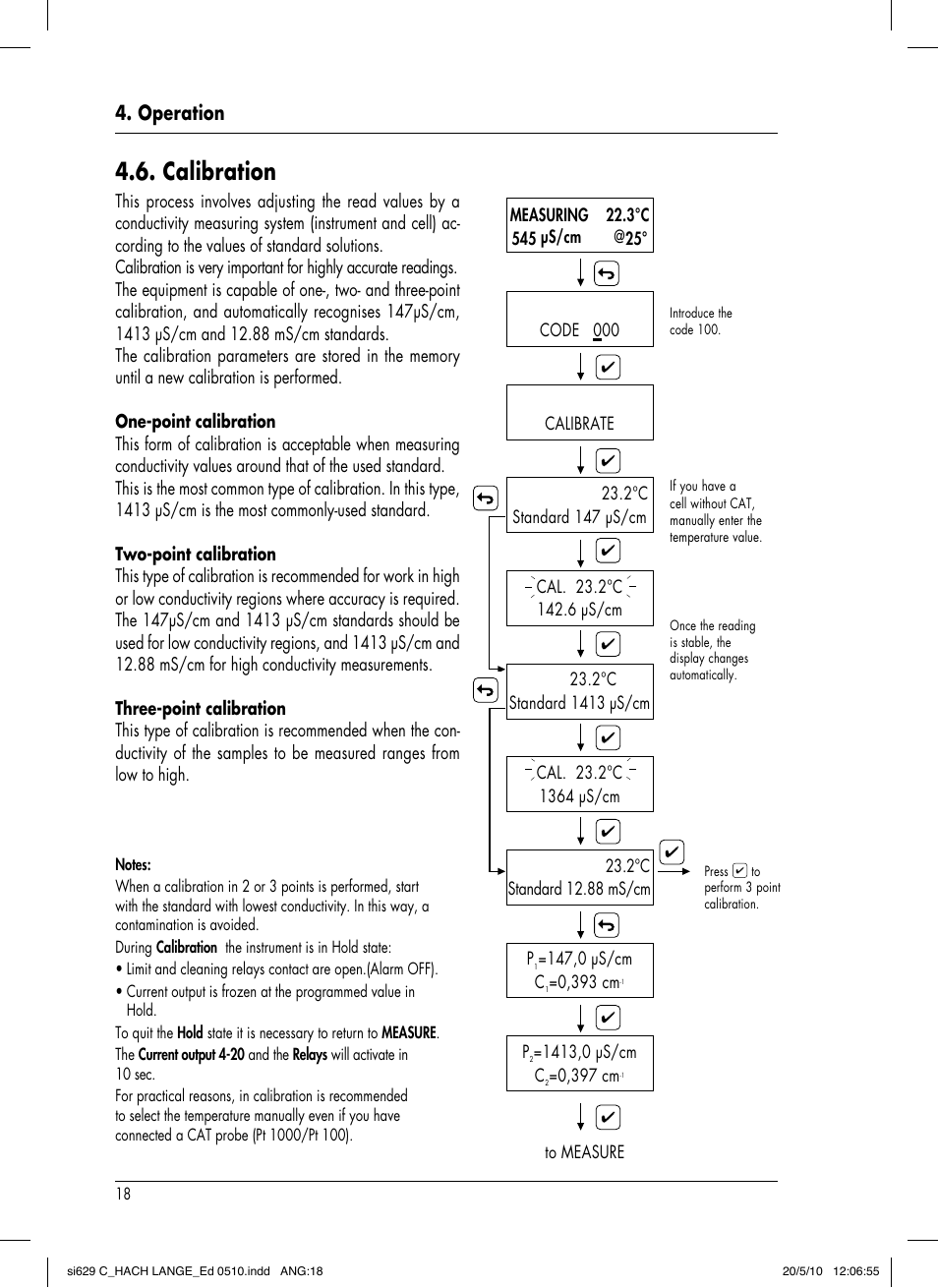 Calibration, Operation | Hach-Lange SI629 C User Manual | Page 22 / 157