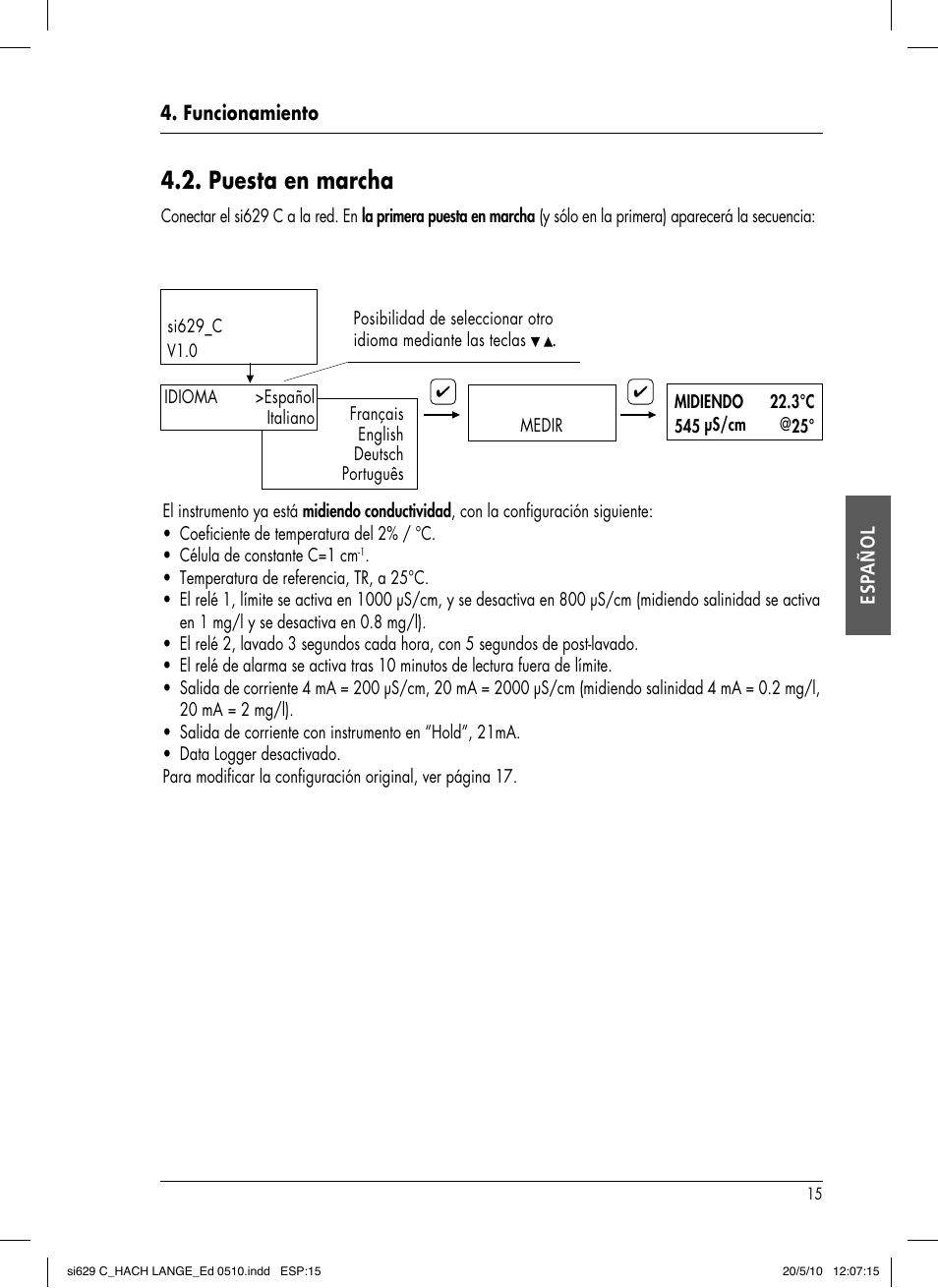 Puesta en marcha | Hach-Lange SI629 C User Manual | Page 79 / 157