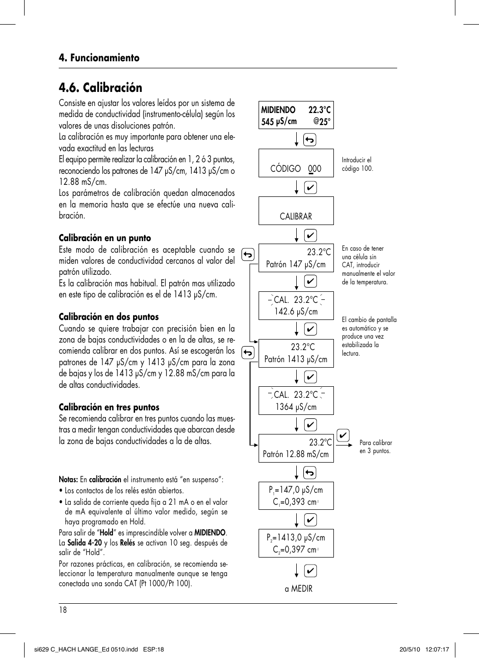 Calibración, Funcionamiento | Hach-Lange SI629 C User Manual | Page 82 / 157