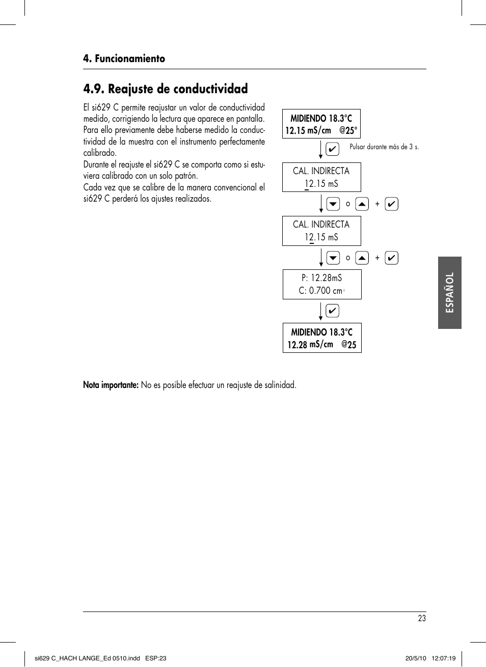 Reajuste de conductividad | Hach-Lange SI629 C User Manual | Page 87 / 157