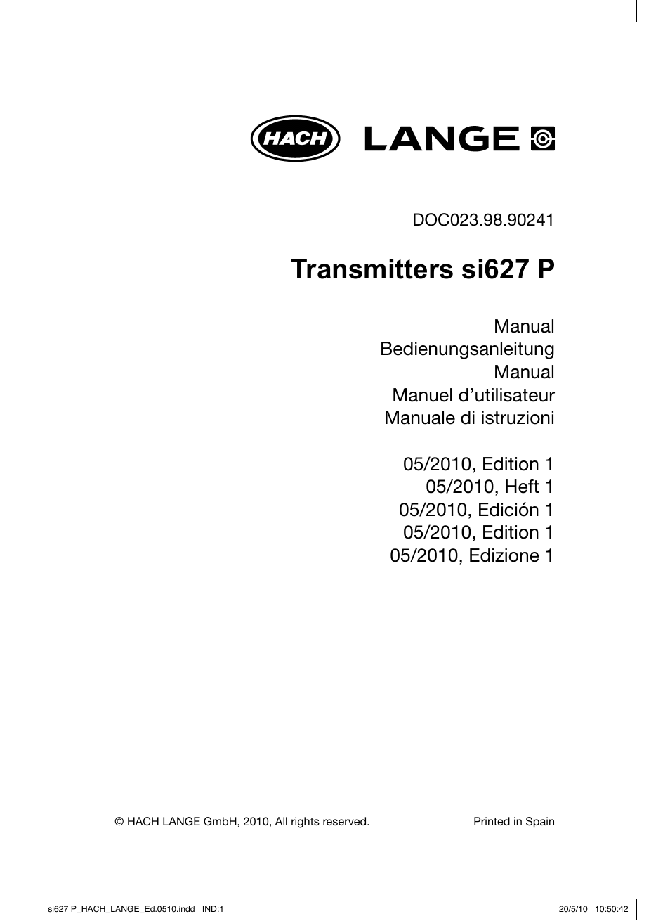 Hach-Lange SI627 P User Manual | 116 pages