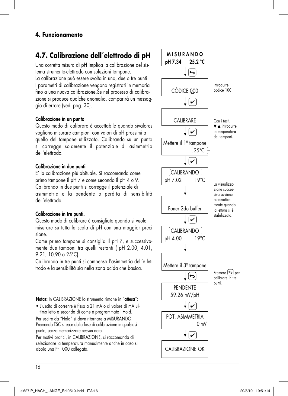 Calibrazione dell´elettrodo di ph | Hach-Lange SI627 P User Manual | Page 108 / 116