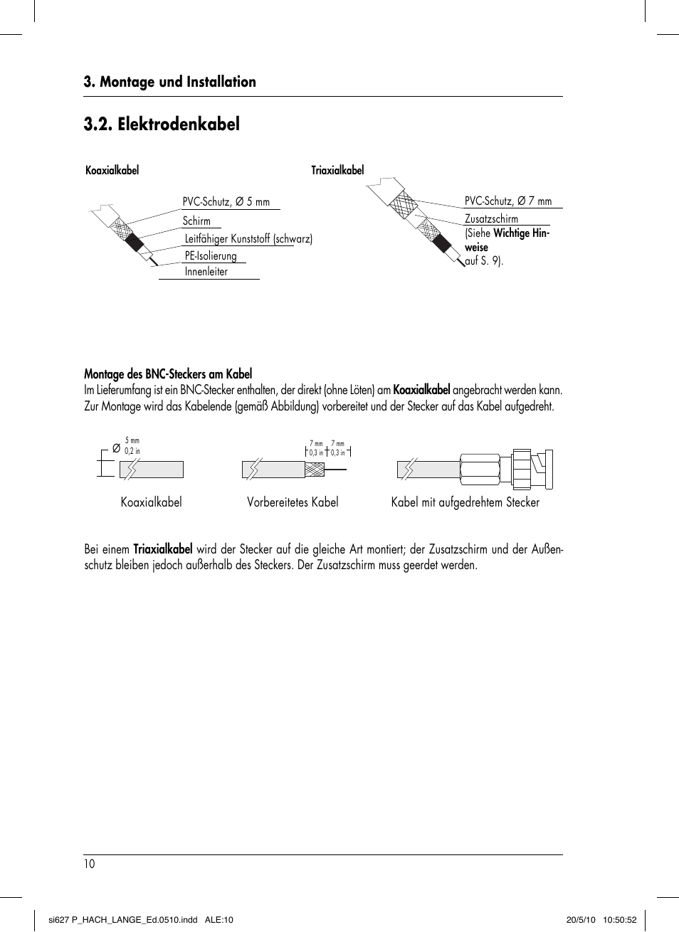 Elektrodenkabel, Montage und installation | Hach-Lange SI627 P User Manual | Page 36 / 116