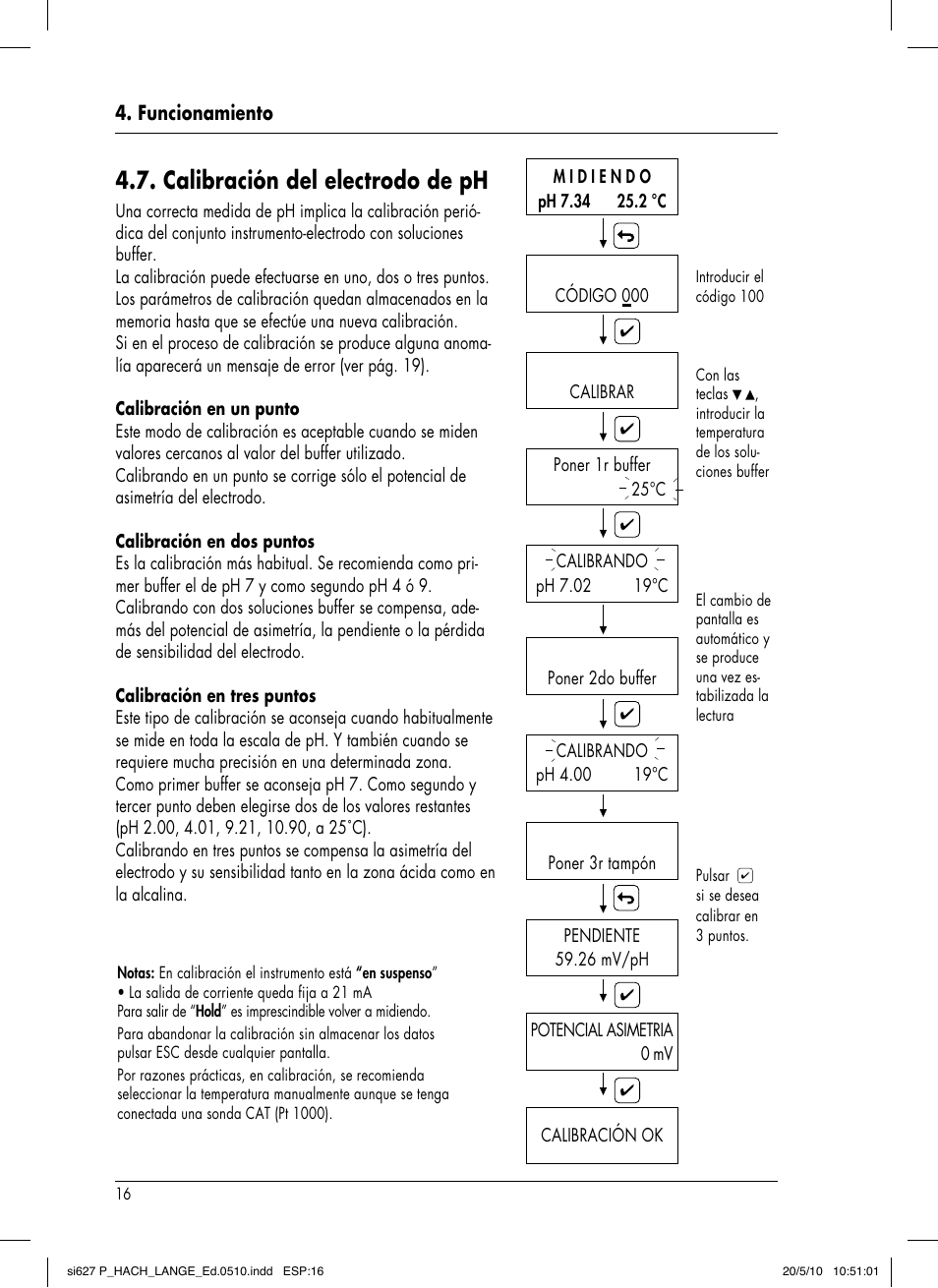 Calibración del electrodo de ph | Hach-Lange SI627 P User Manual | Page 64 / 116