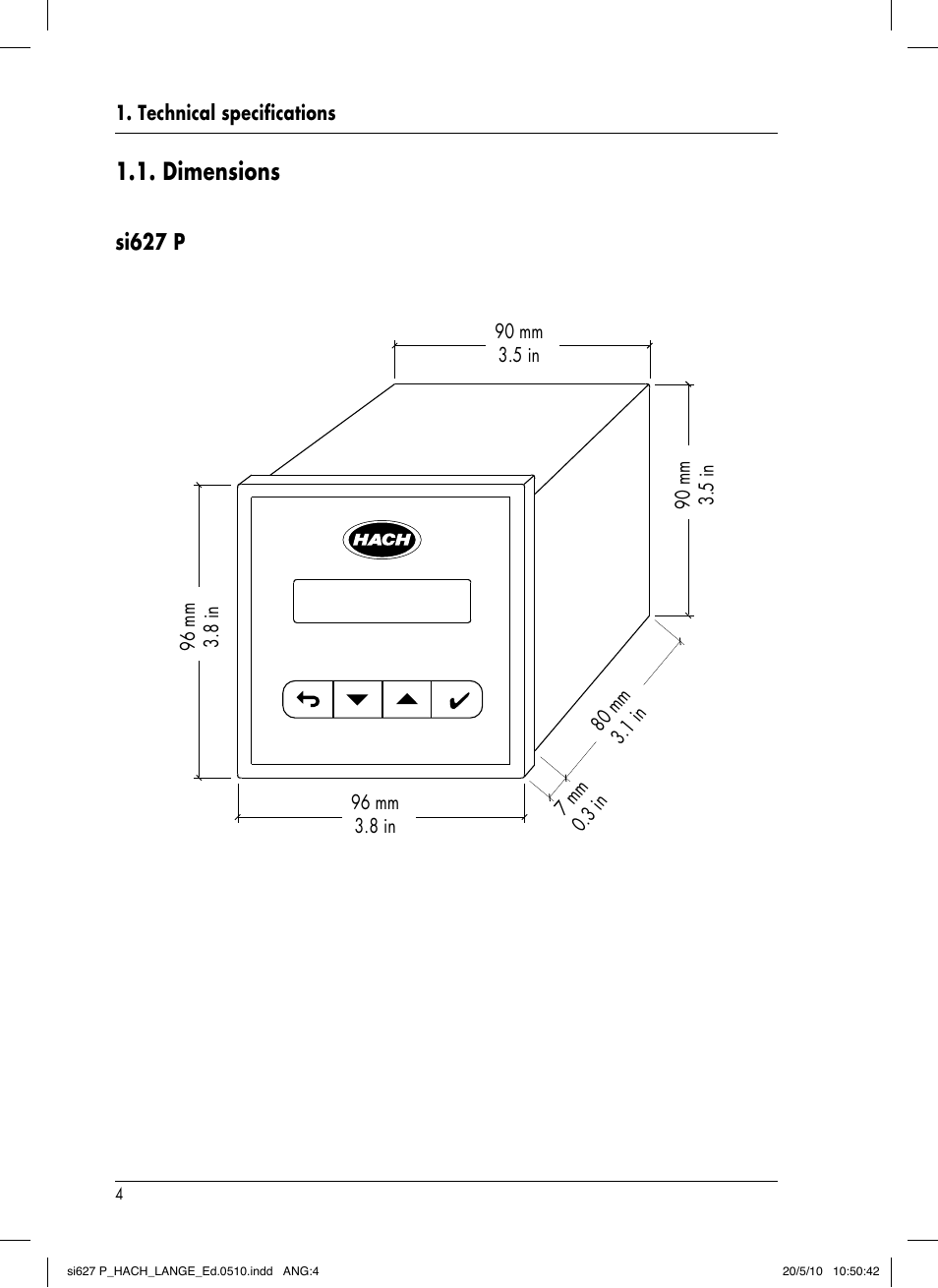 Dimensions, Si627 p | Hach-Lange SI627 P User Manual | Page 8 / 116