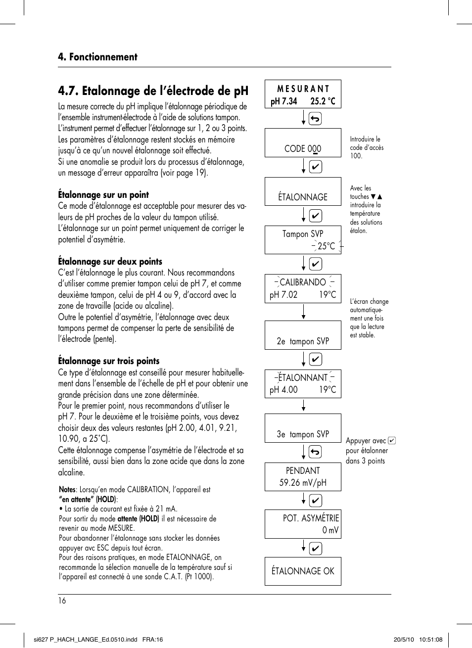 Etalonnage de l’électrode de ph | Hach-Lange SI627 P User Manual | Page 86 / 116