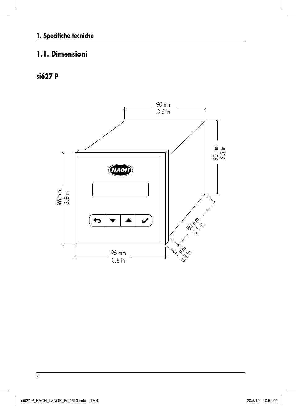 Dimensioni, Si627 p | Hach-Lange SI627 P User Manual | Page 96 / 116