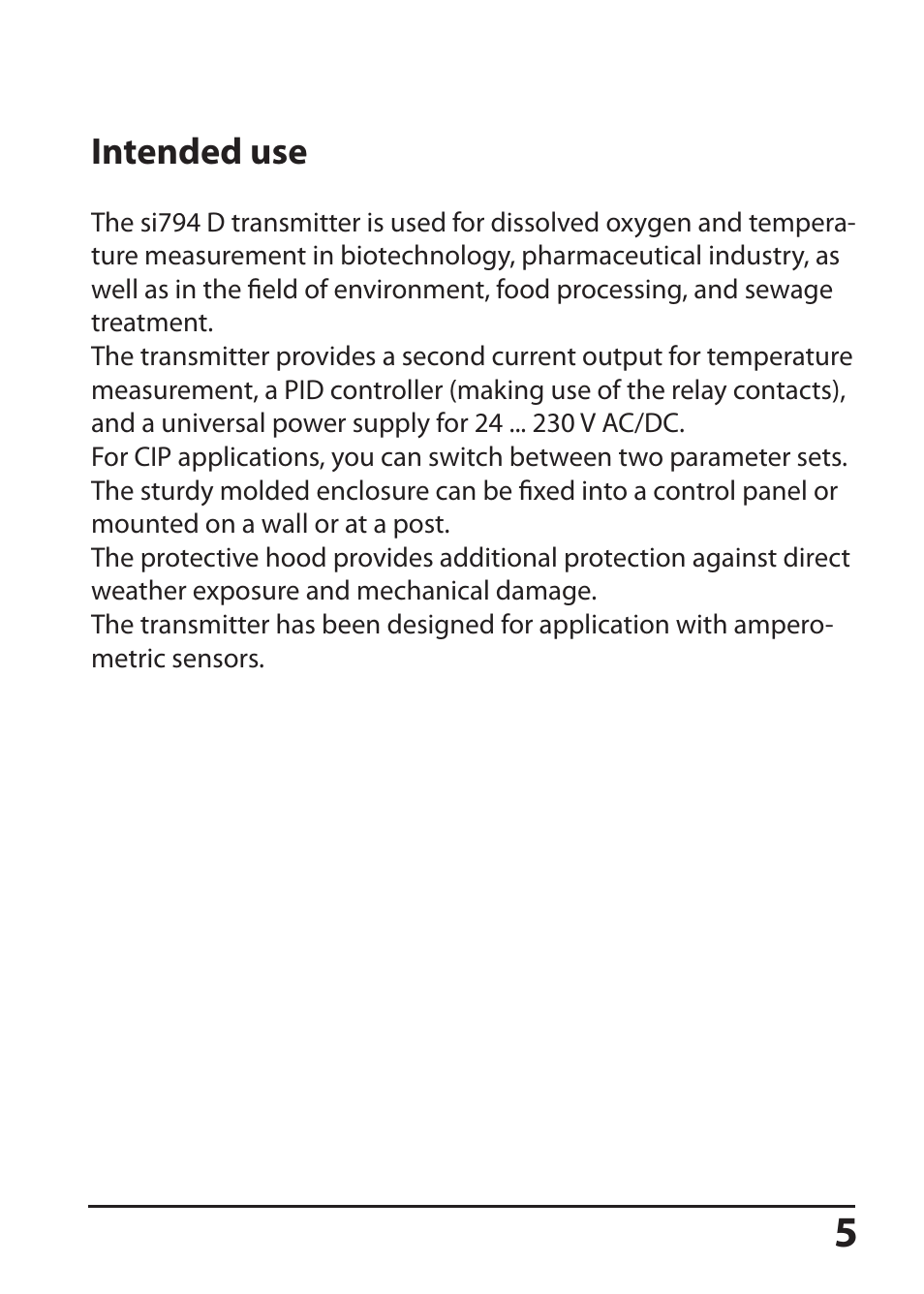 Intended use | Hach-Lange SI794 D User Manual User Manual | Page 5 / 108