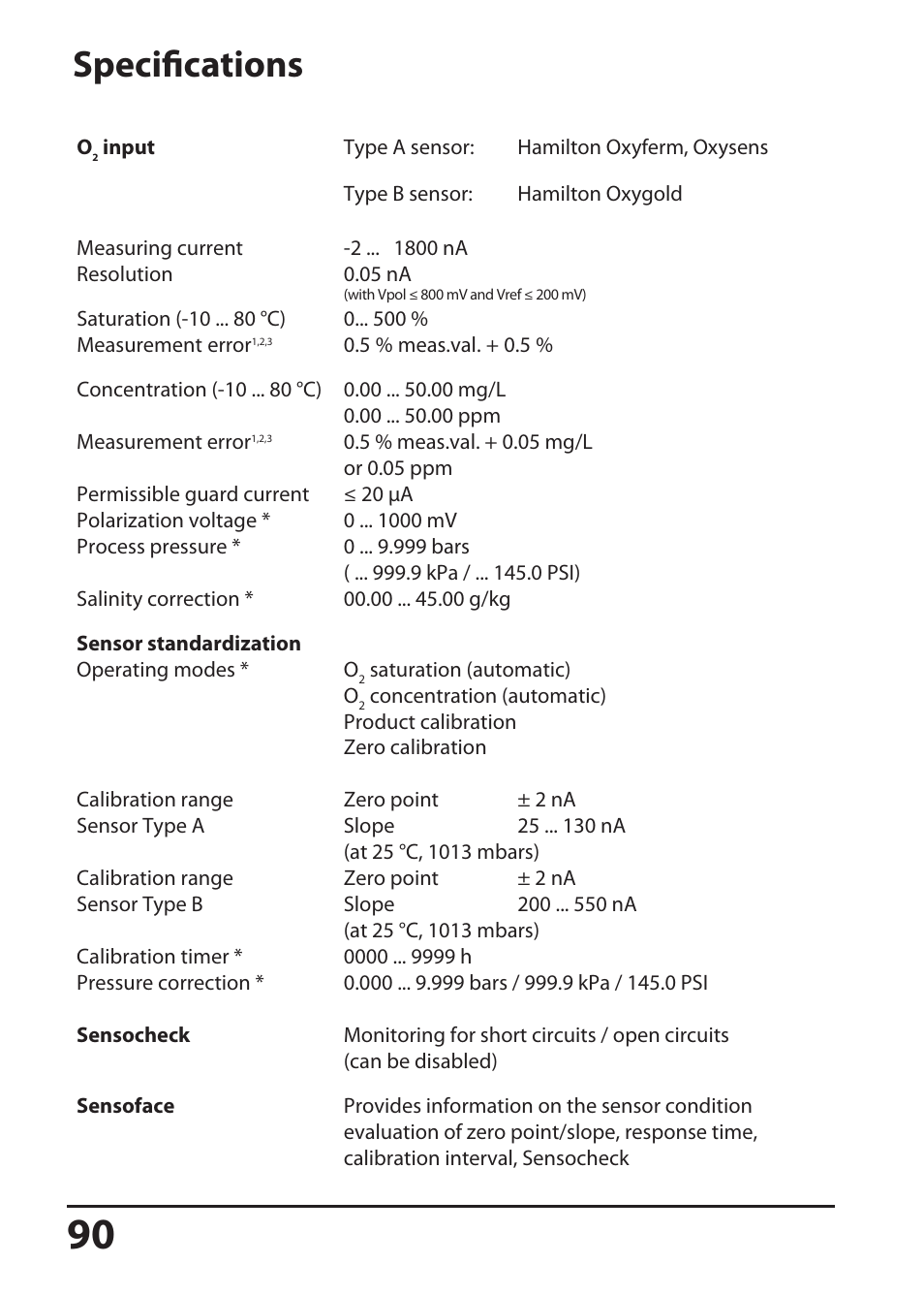 Specifications | Hach-Lange SI794 D User Manual User Manual | Page 90 / 108