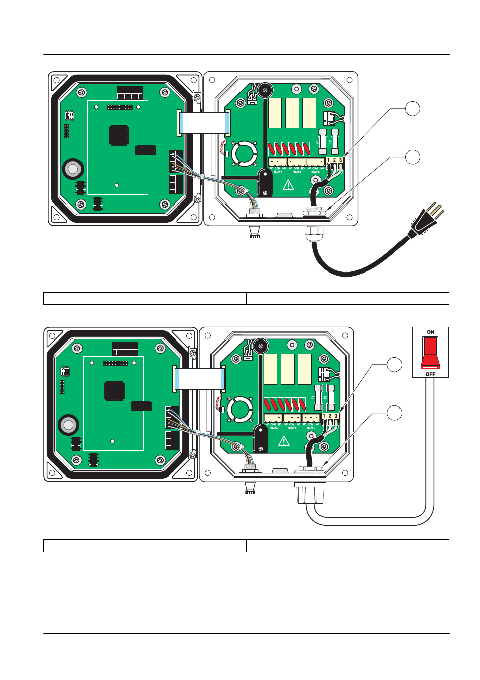 Installation, Figure 13 local disconnect for power cord, 1power terminal 2 power cord strain relief | 1power terminal 2 conduit strain relief | Hach-Lange SC 60 User Manual | Page 21 / 60