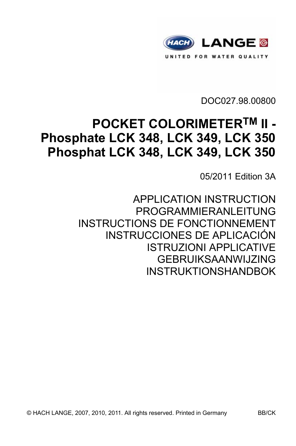 Hach-Lange LCK 348_349_350 User Manual | 142 pages
