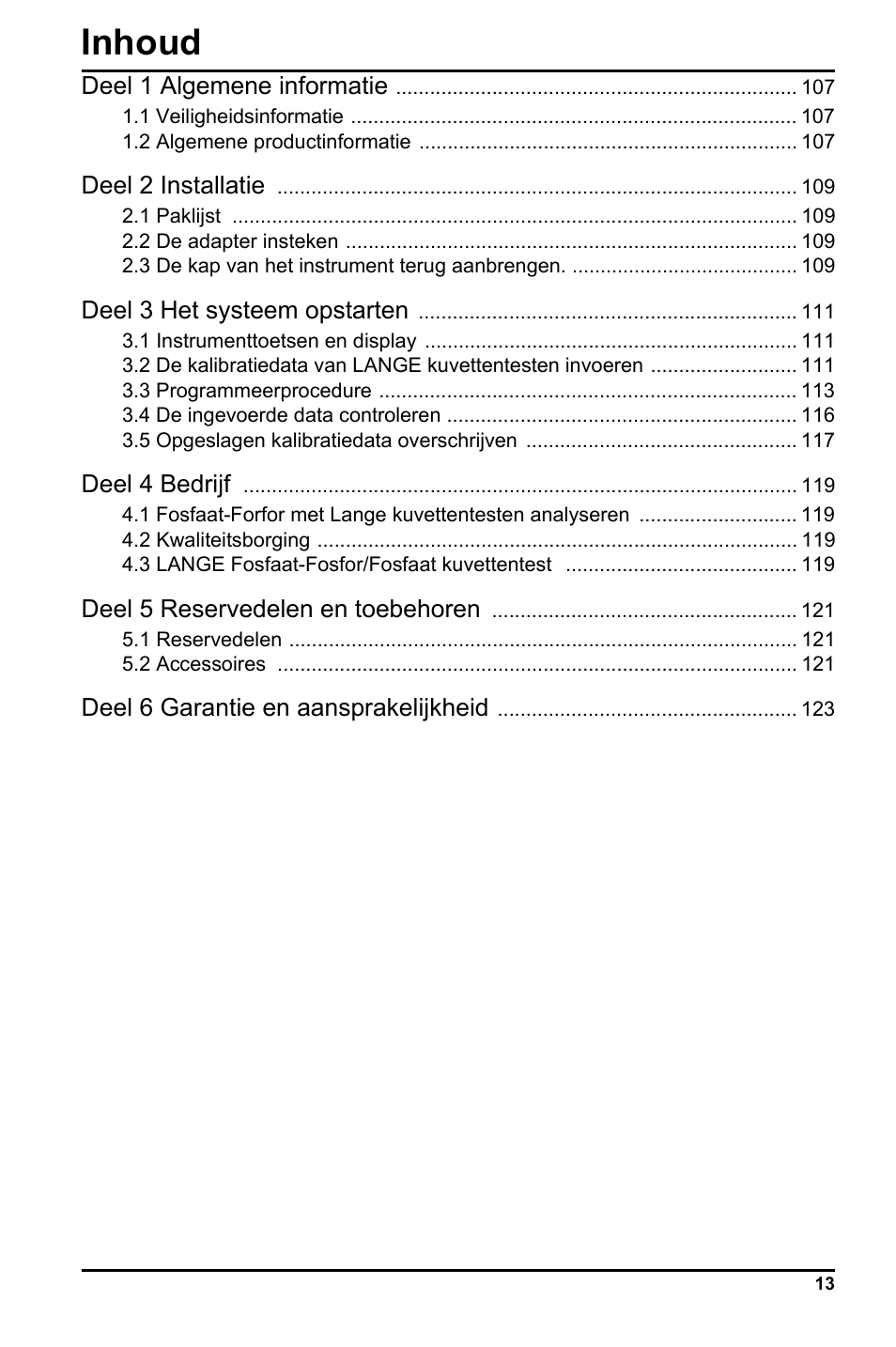 Inhoud | Hach-Lange LCK 348_349_350 User Manual | Page 13 / 142