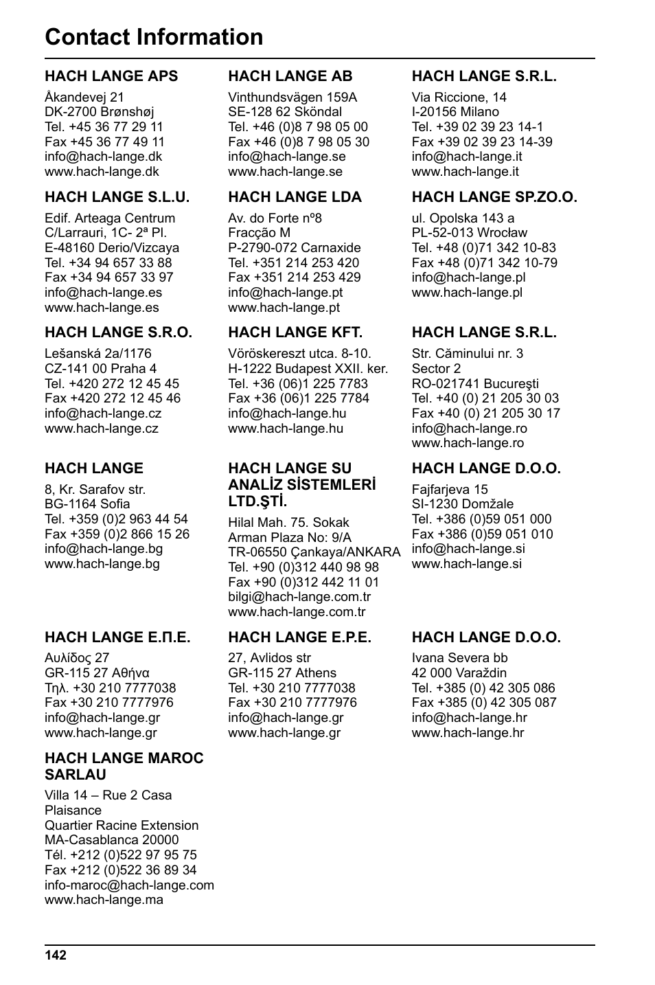 Contact information | Hach-Lange LCK 348_349_350 User Manual | Page 142 / 142