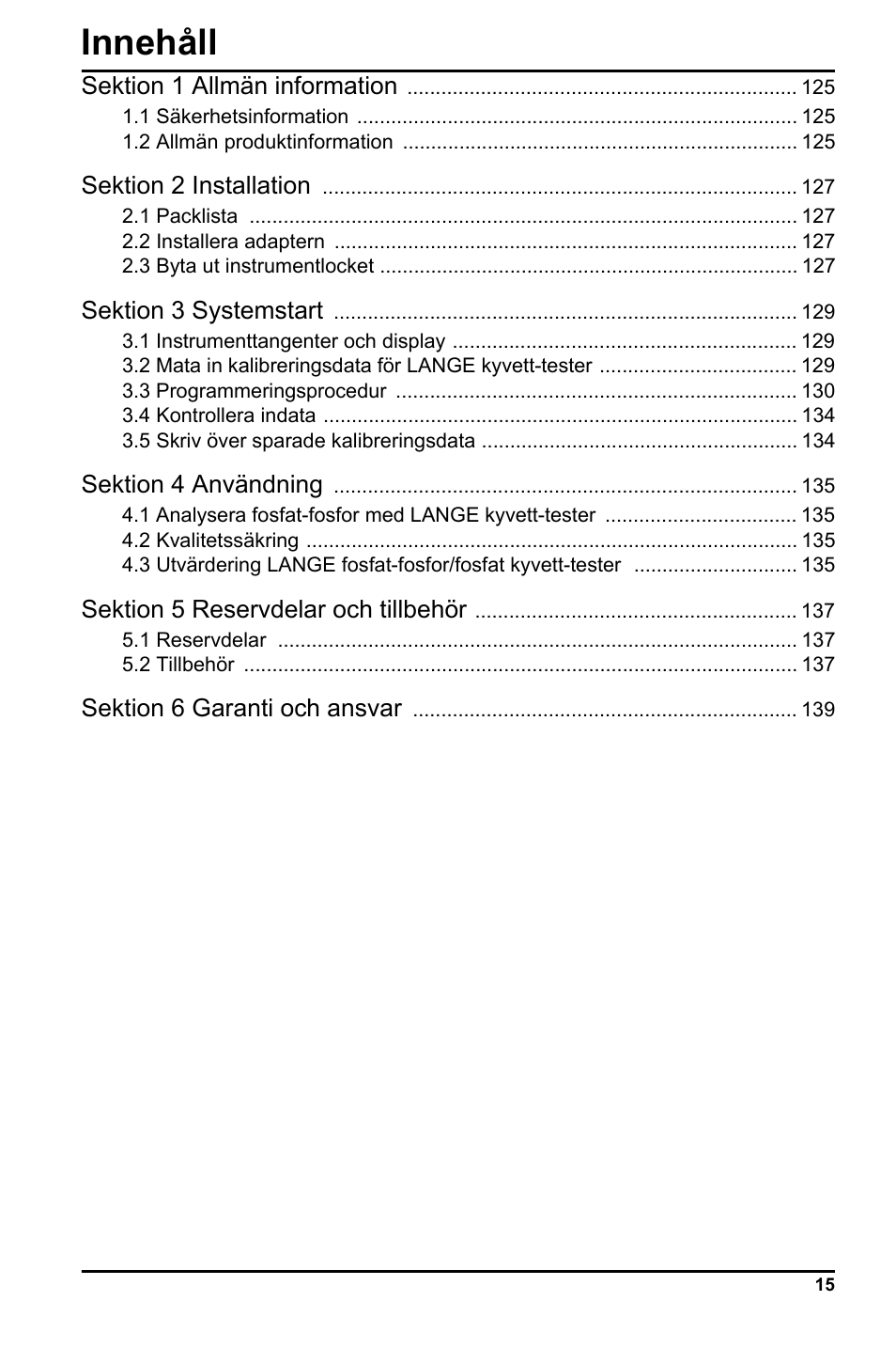 Innehåll | Hach-Lange LCK 348_349_350 User Manual | Page 15 / 142