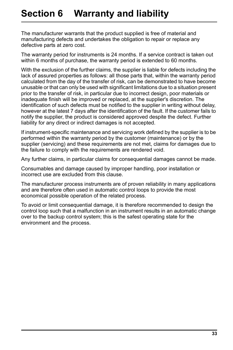 Section 6 warranty and liability | Hach-Lange LCK 348_349_350 User Manual | Page 33 / 142