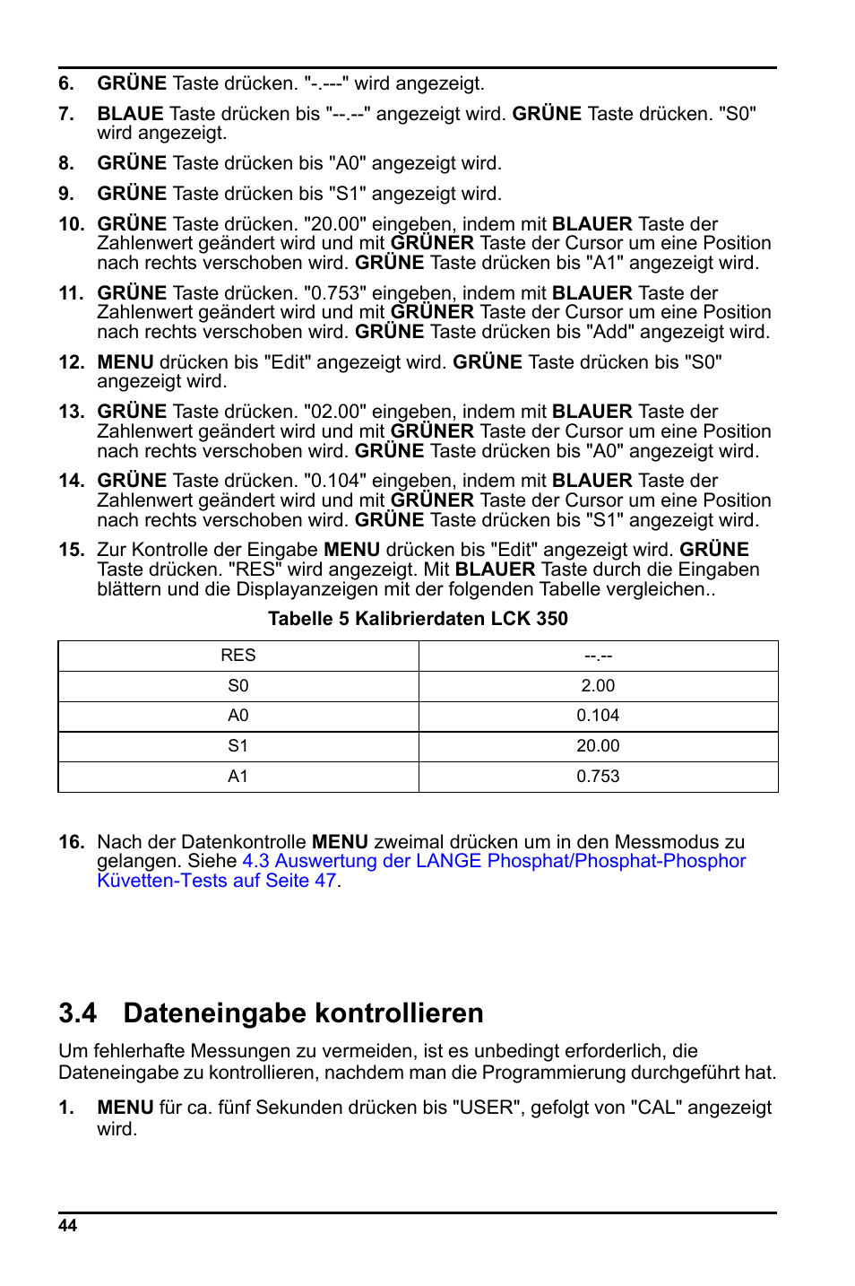 4 dateneingabe kontrollieren | Hach-Lange LCK 348_349_350 User Manual | Page 44 / 142
