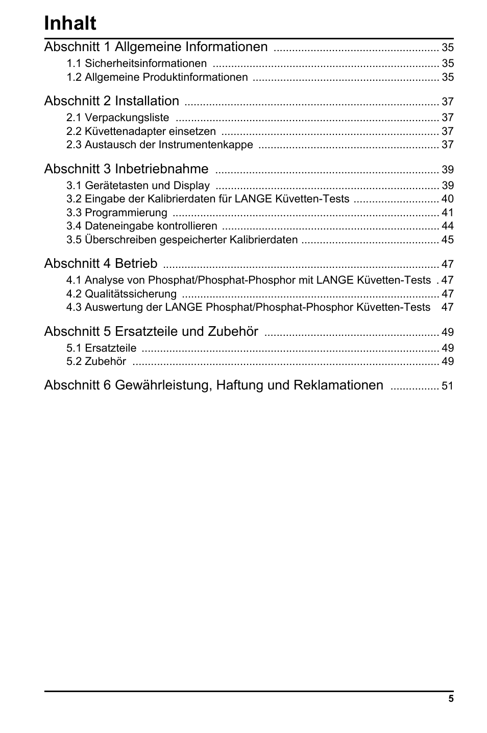 Inhalt | Hach-Lange LCK 348_349_350 User Manual | Page 5 / 142