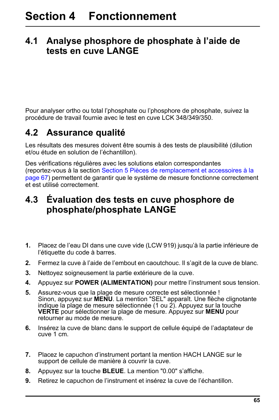 Section 4 fonctionnement, 3 évaluation des tests en cuve, 2 assurance qualité | Hach-Lange LCK 348_349_350 User Manual | Page 65 / 142