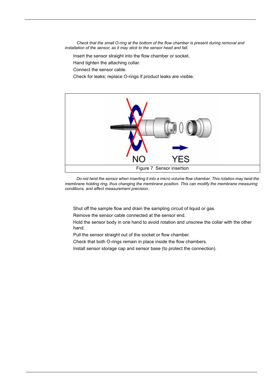 2 sensor insertion, 3 sensor removal, 2 sensor insertion 4.2.3 sensor removal | Installation 4.2.2 sensor insertion | Hach-Lange ORBISPHERE A1100 Family User Manual | Page 25 / 48