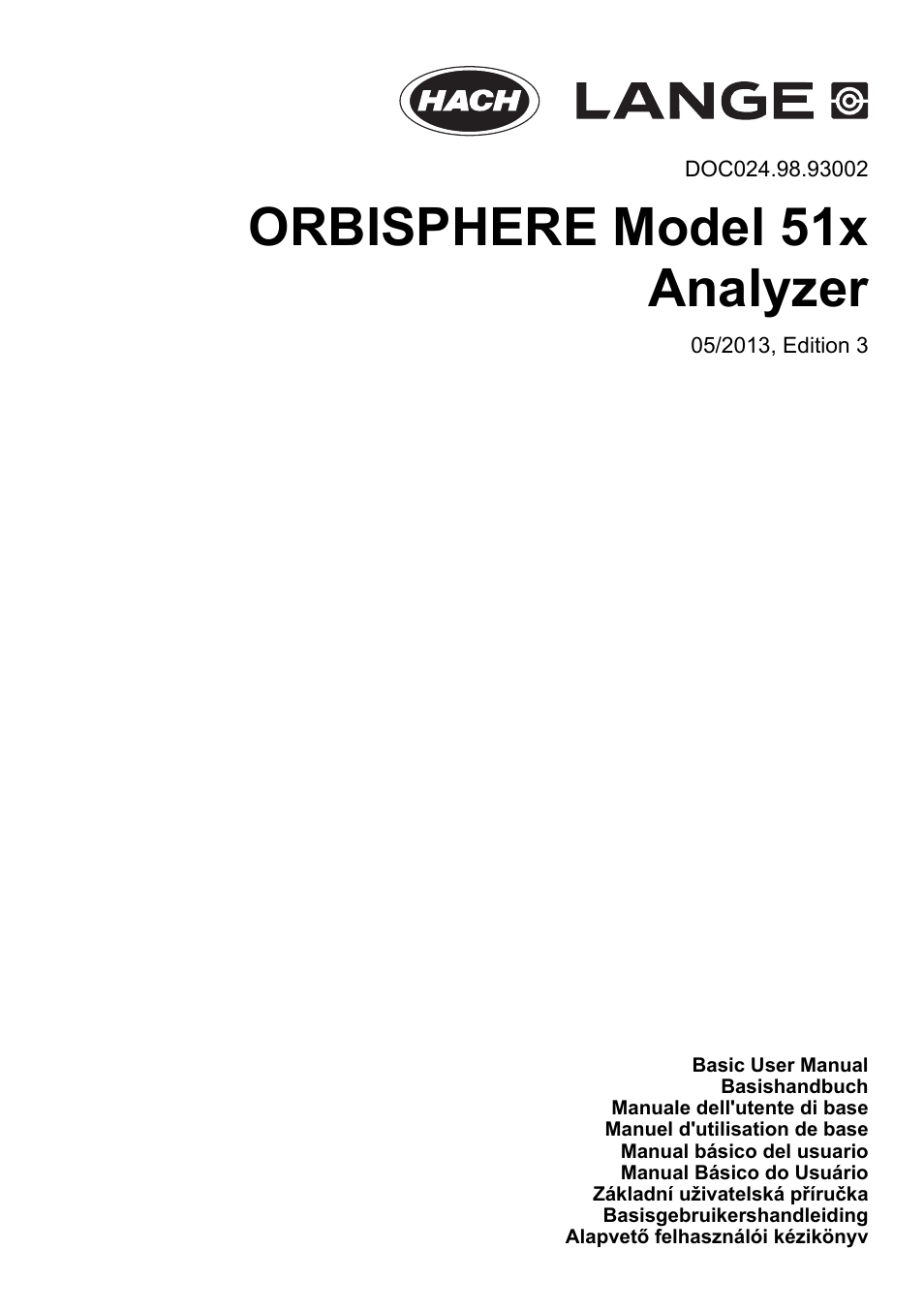 Hach-Lange ORBISPHERE 510_51x Basic User Manual User Manual | 204 pages