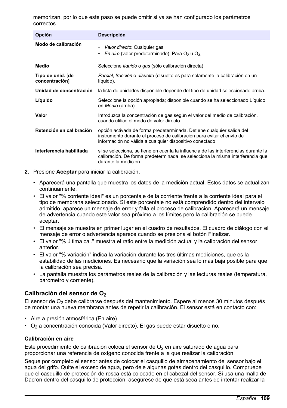 Calibración del sensor de o2 | Hach-Lange ORBISPHERE 510_51x Basic User Manual User Manual | Page 109 / 204