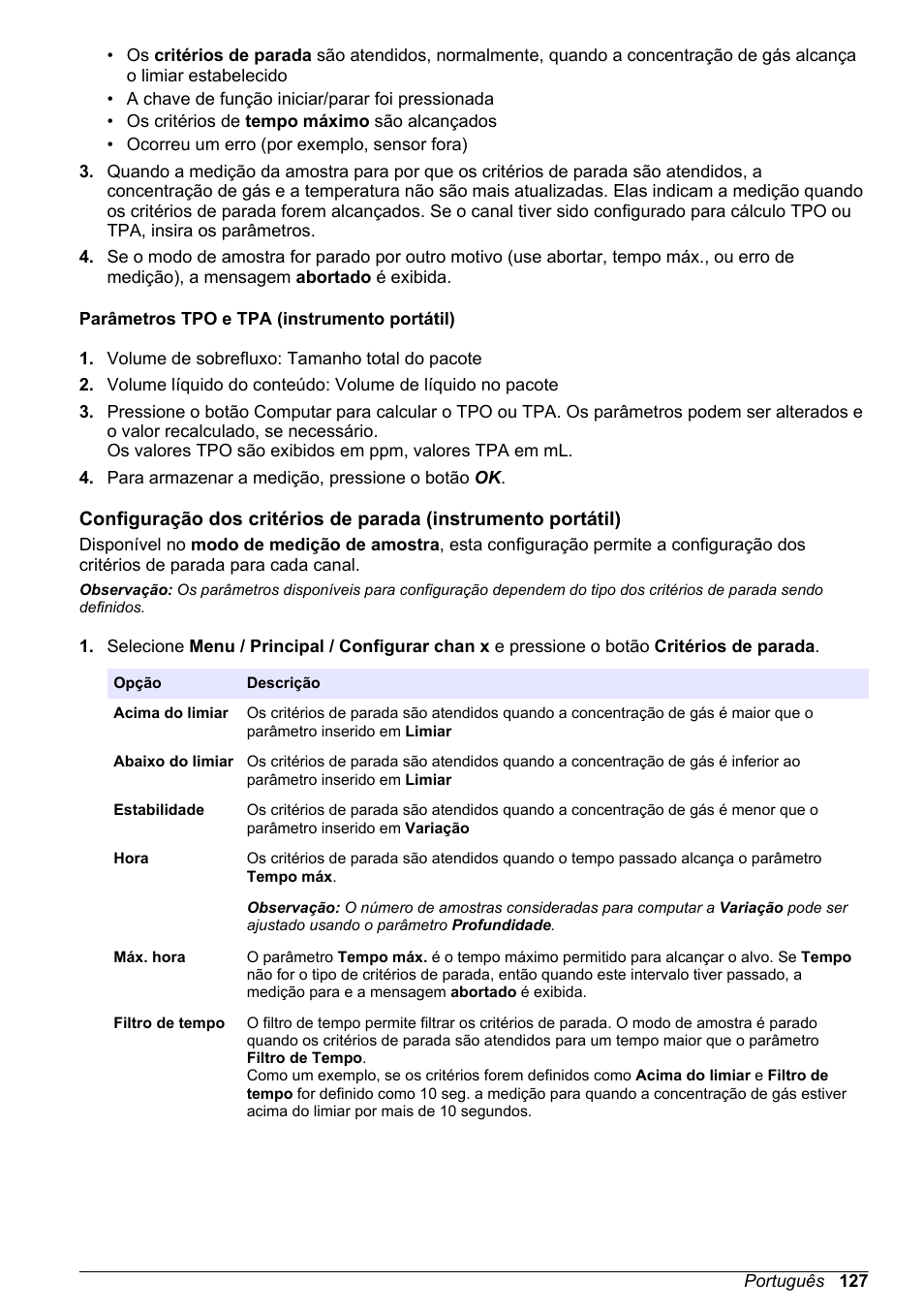 Parâmetros tpo e tpa (instrumento portátil) | Hach-Lange ORBISPHERE 510_51x Basic User Manual User Manual | Page 127 / 204