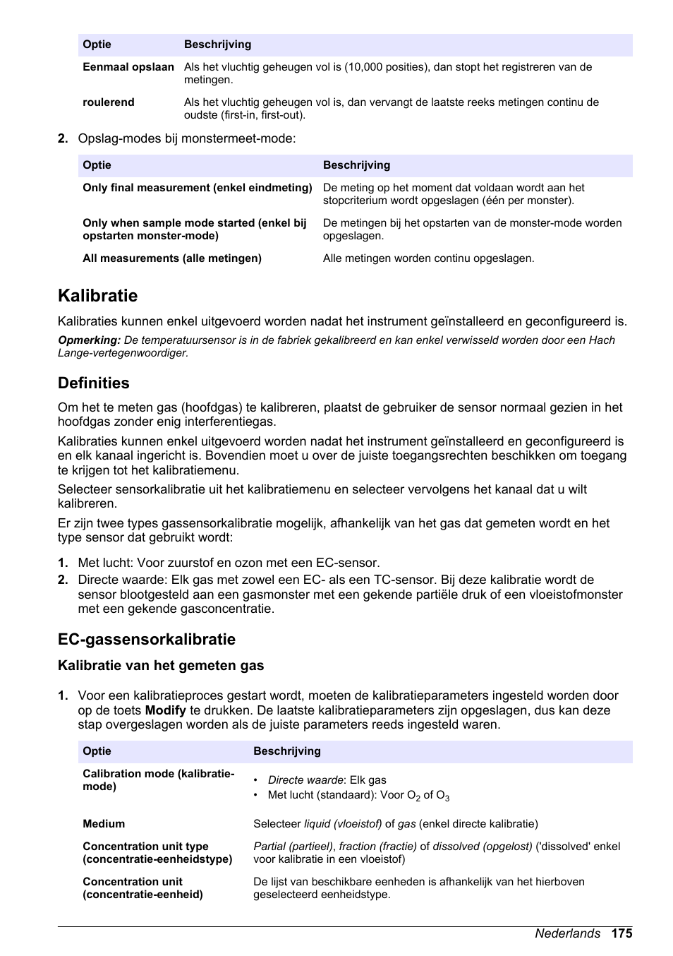 Kalibratie, Definities, Ec-gassensorkalibratie | Kalibratie van het gemeten gas | Hach-Lange ORBISPHERE 510_51x Basic User Manual User Manual | Page 175 / 204