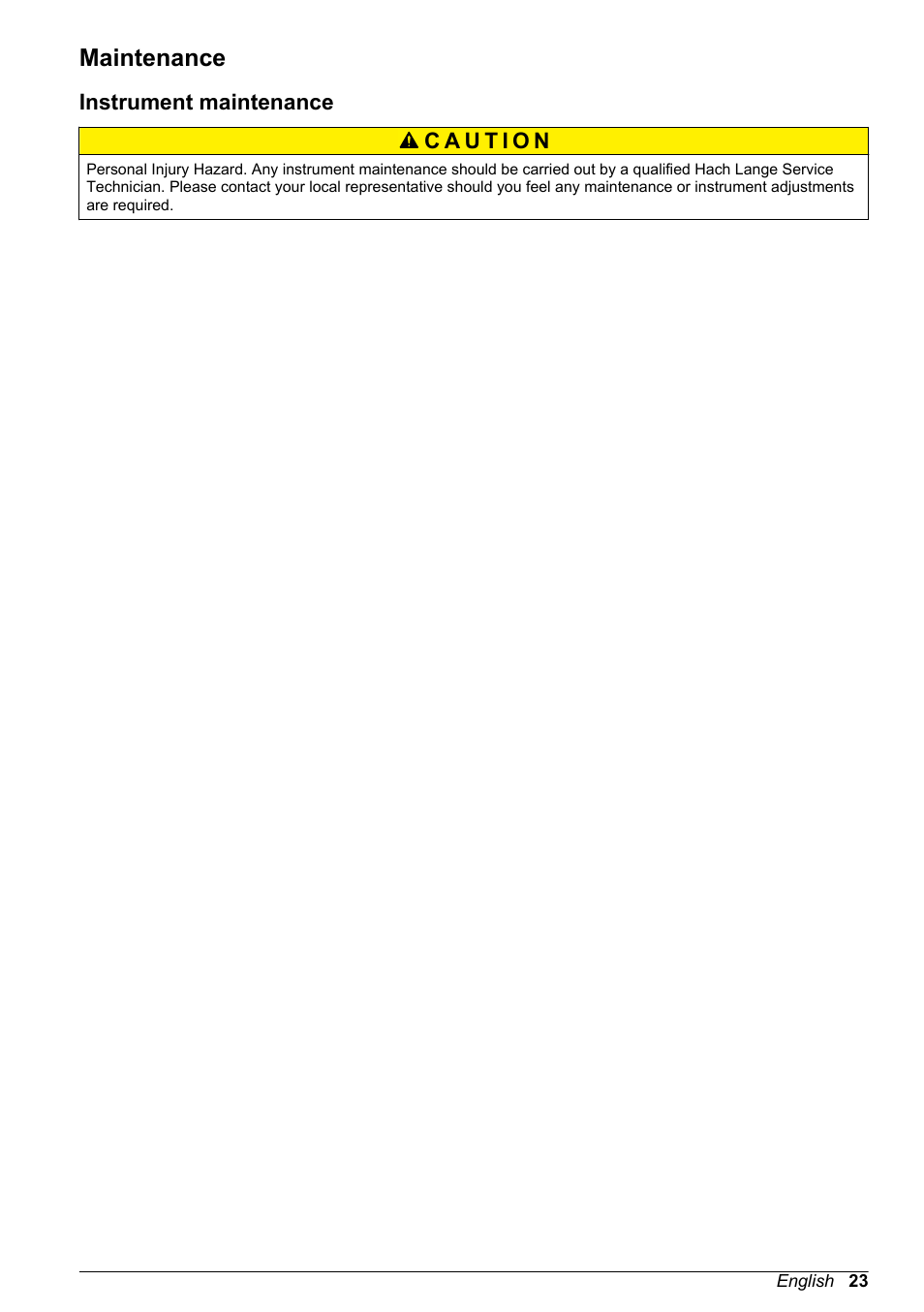 Maintenance, Instrument maintenance | Hach-Lange ORBISPHERE 510_51x Basic User Manual User Manual | Page 23 / 204