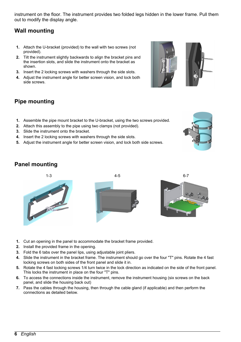 Wall mounting, Pipe mounting, Panel mounting | Hach-Lange ORBISPHERE 510_51x Basic User Manual User Manual | Page 6 / 204