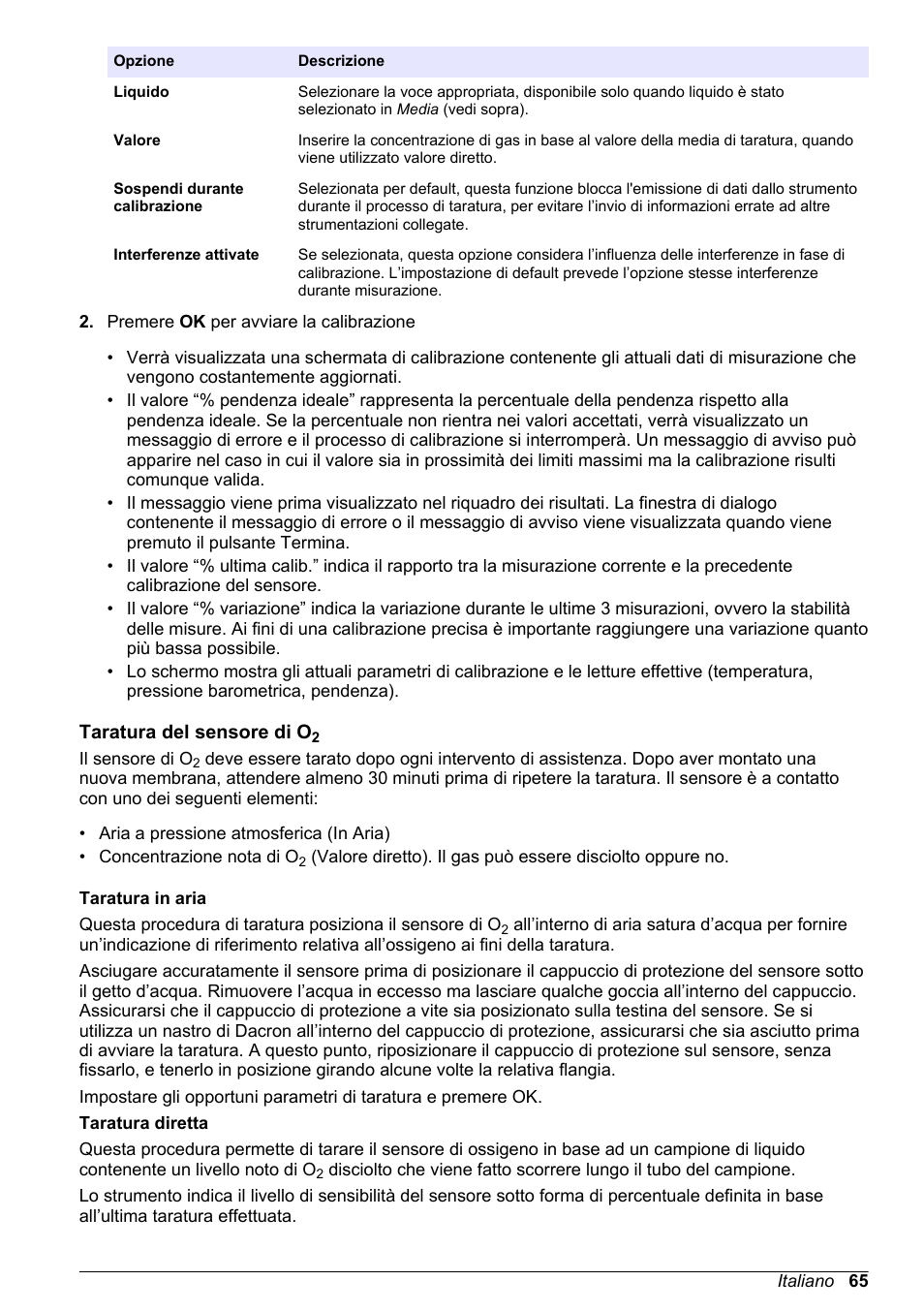 Taratura del sensore di o2 | Hach-Lange ORBISPHERE 510_51x Basic User Manual User Manual | Page 65 / 204