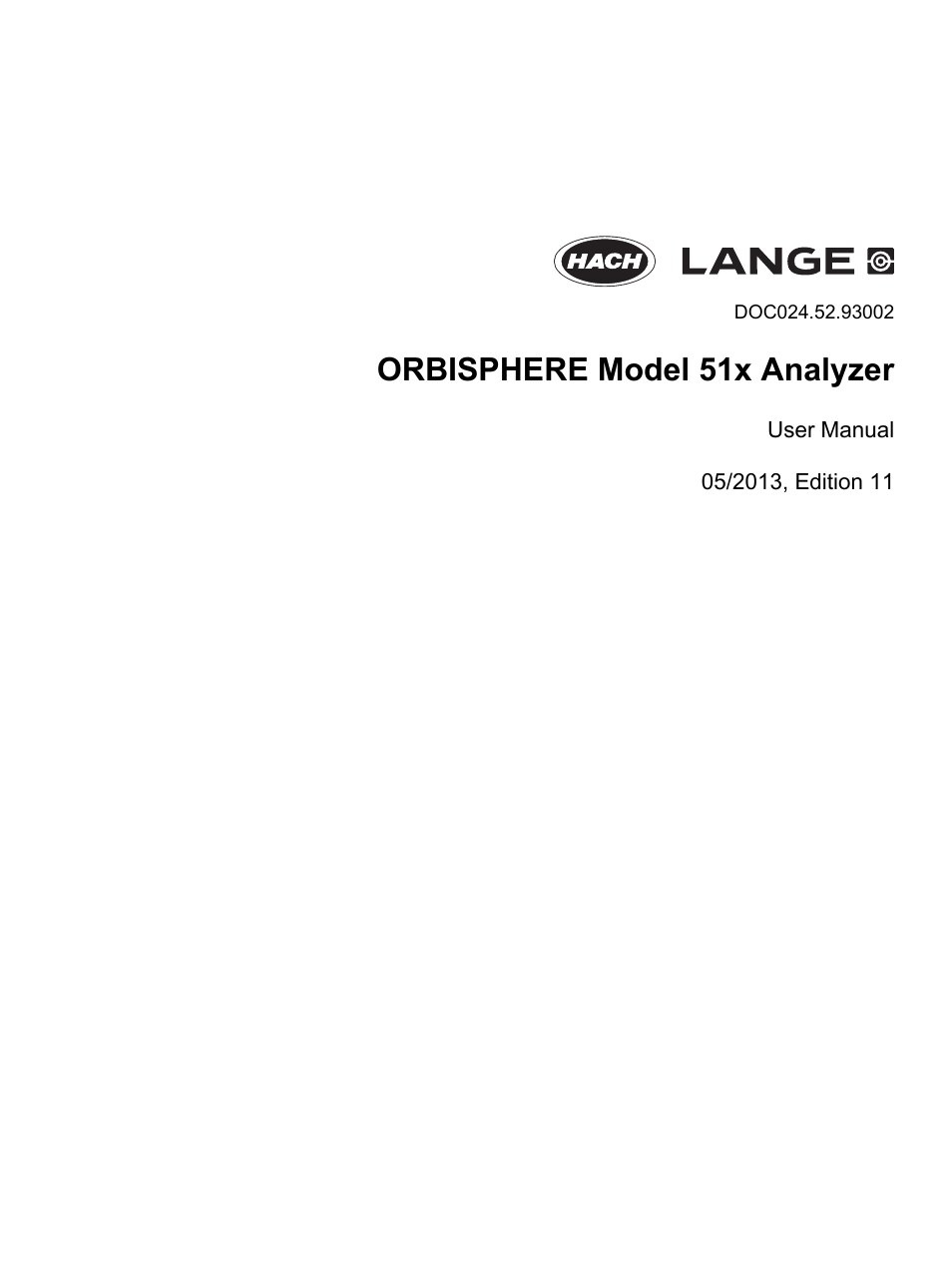 Hach-Lange ORBISPHERE Model 51x User Manual User Manual | 116 pages