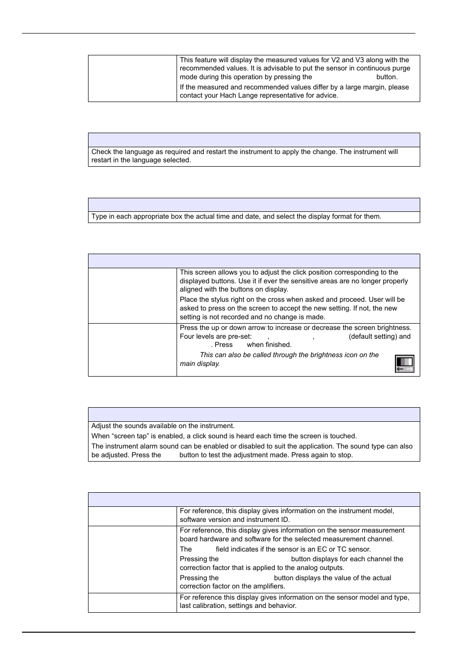 2 language selection, 3 clock, 4 screen | 5 buzzer, 6 boards info, Services menu | Hach-Lange ORBISPHERE Model 51x User Manual User Manual | Page 104 / 116